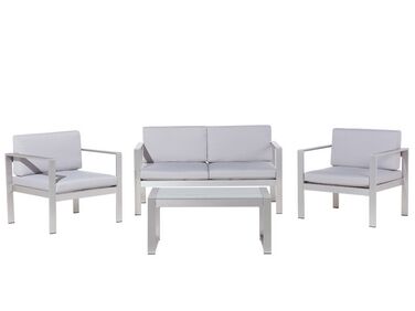 Lounge Set mit Tisch 4-Sitzer SALERNO Hellgrau Metall