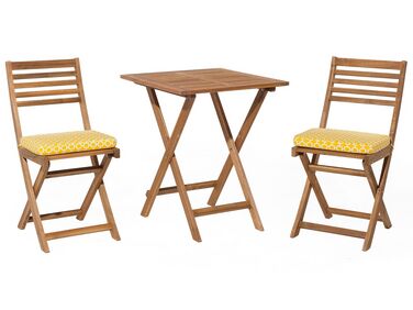 Bistro Set inkl. Kissen FIJI Akazienholz Gelb