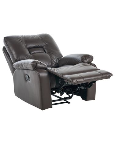 Recliner Chair BERGEN with Footrest Faux Leather Brown