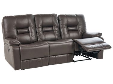 Manual Recliner Sofa 3 Seater BERGEN Faux Leather Brown