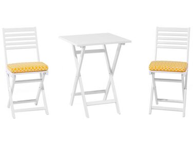 Bistro Set inkl. Kissen klappbar FIJI Akazienholz Weiß