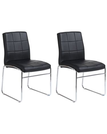 Esszimmerstuhl 2er Set KIRON Kunstleder Schwarz