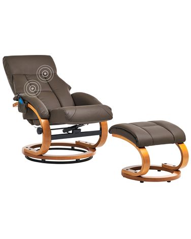 Massagestuhl FORCE mit Fußstütze Kunstleder Dunkelbraun