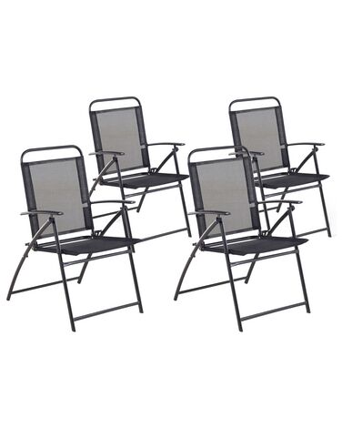 Gartenstuhl 4er Set LIVO Metall Schwarz