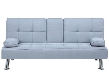 Sofa Bed 3 Seater ROXEN Fabric Light Grey