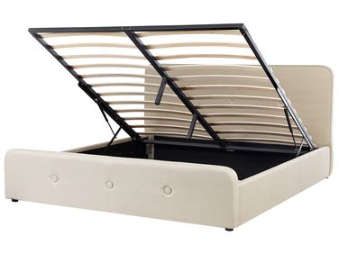 Ottoman Bed RENNES Faux Linen Beige 180 x 200 cm (EU Super King)
