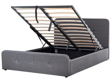 Ottoman Bed RENNES Fabric Dark Grey 140 x 200 cm (EU Double)