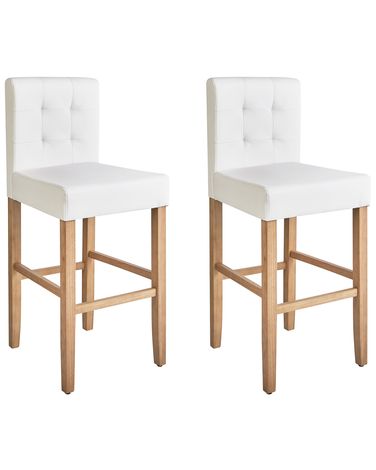 Set mit 2 Barstühlen MADISON Kunstleder Cremeweiß