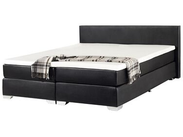 Boxspringbett Kunstleder PRESIDENT 180 x 200 cm Schwarz