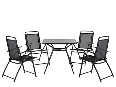 Garden Dining Set 4 Seater LIVO Black Metal
