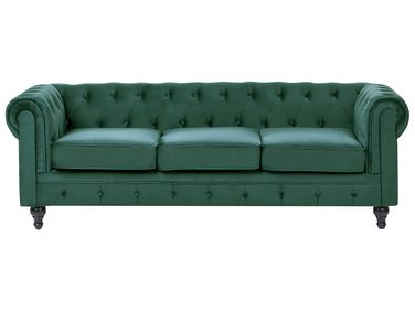 Sofa 3-Sitzer CHESTERFIELD Samtstoff Smaragdgrün