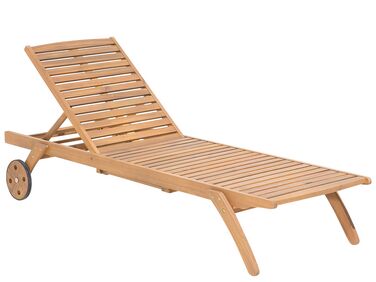 Sonnenliege CESANA mit Relaxfunktion Akazienholz Hellbraun