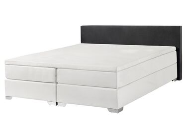 Boxspringbett Kunstleder PRESIDENT 160 x 200 cm Schwarz / Weiß