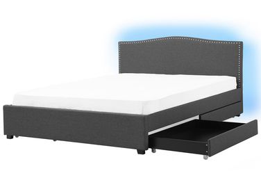 Bed with Storage Drawers MONTPELLIER Fabric Multicolour 180 x 200 cm (EU Super King) LED