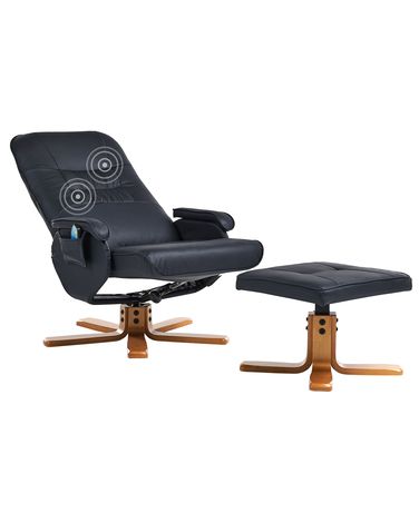 Massagestuhl RELAXPRO mit Fußstütze Kunstleder Schwarz