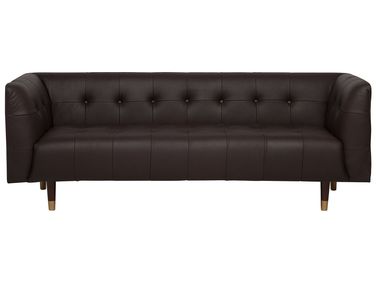 Sofa 3-Sitzer BYSKE Echtleder Dunkelbraun