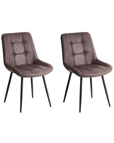 Esszimmerstuhl 2er Set MELROSE II Kunstleder Dunkelbraun