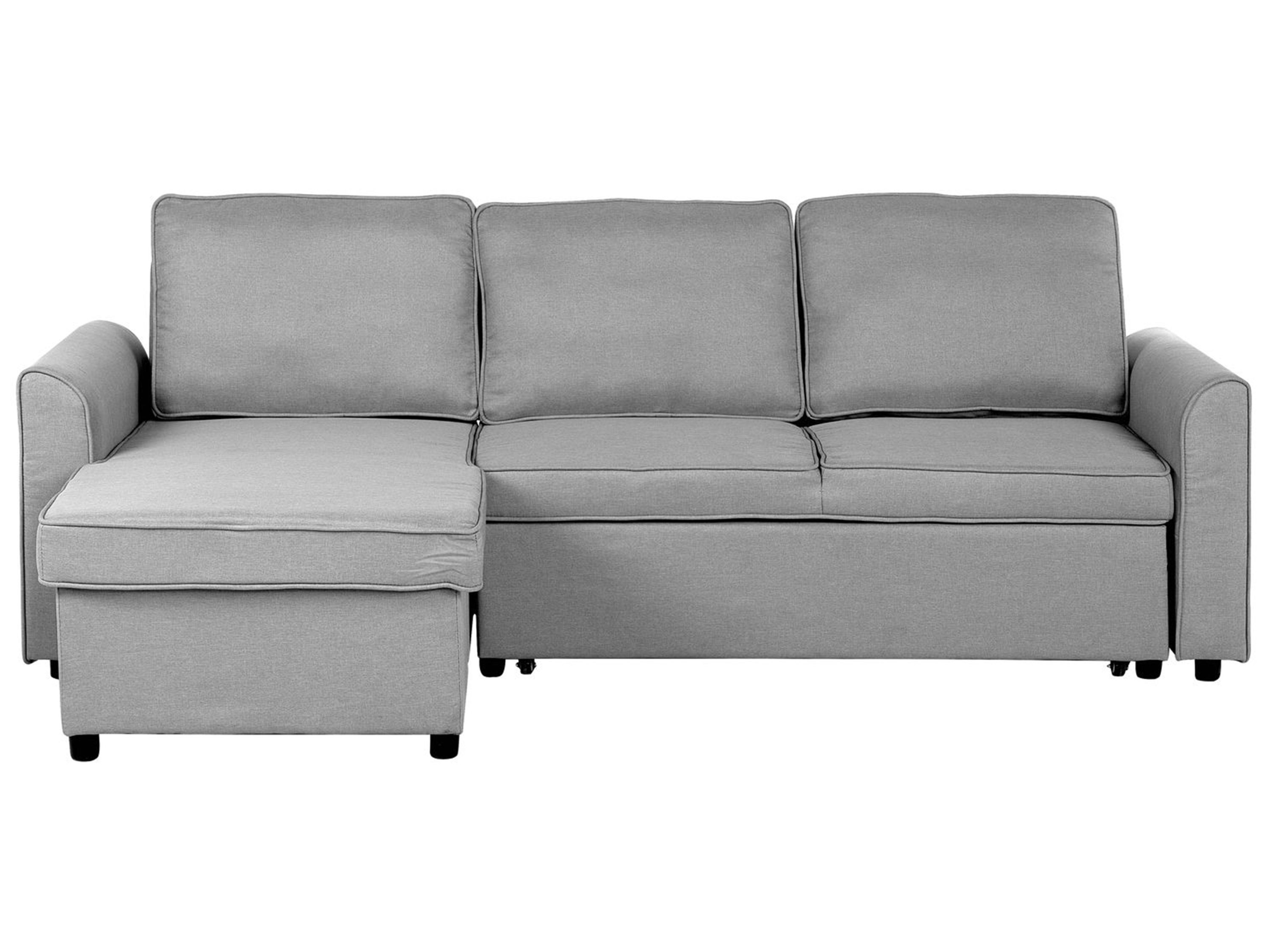 Eckschlafsofa 3-Sitzer NESNA Stoff Hellgrau mit Stauraum rechtsseitig