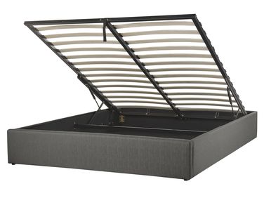 Ottoman Bed without Headboard DINAN Fabric Dark Grey 160 x 200 cm (EU King Size)