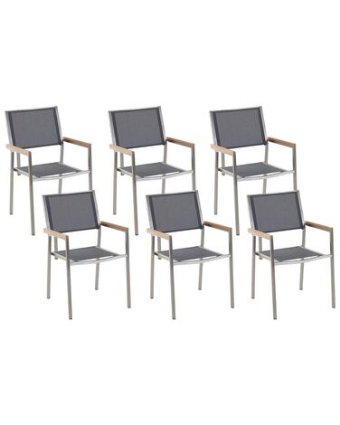 Gartenstuhl 6er Set GROSSETO Edelstahl Grau