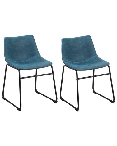Esszimmerstuhl 2er Set BATAVIA Stoff Seeblau