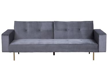 Schlafsofa 3-Sitzer VISNES Samtstoff Grau