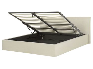 Bett mit Stauraum ORBEY Stoff Hellbeige 160 x 200 cm