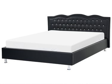 Bett mit Lattenrost Kunstleder METZ 180 x 200 cm Schwarz