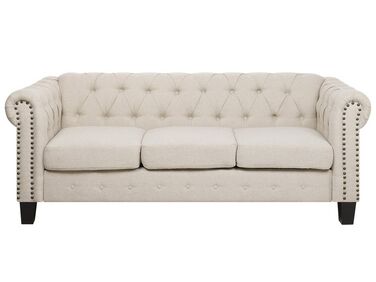 Sofa 3-Sitzer CHESTERFIELD Stoff Beige