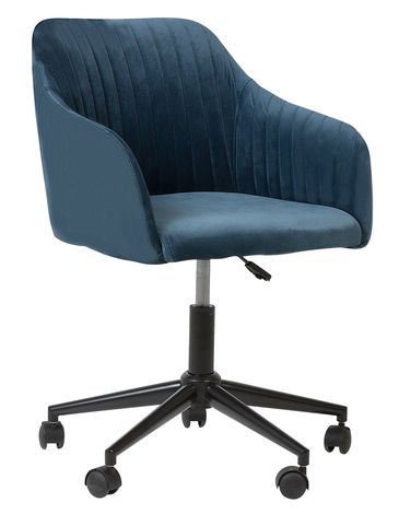 Schreibtischstuhl VENICE Samtstoff Marineblau