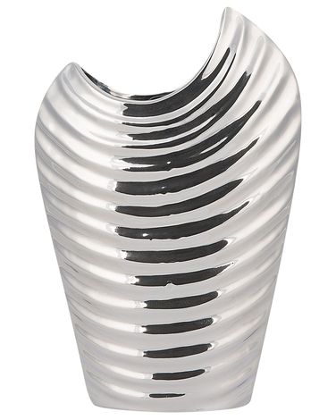 Dekovase ECETRA Steinzeug 26 cm Silber