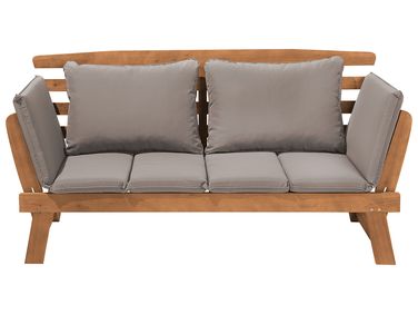 Gartenbank mit Auflage PORTICI 210 cm Eukalyptusholz Hellbraun / Taupe