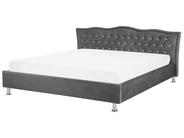 Bett mit Lattenrost Samtstoff METZ 180 x 200 cm Dunkelgrau