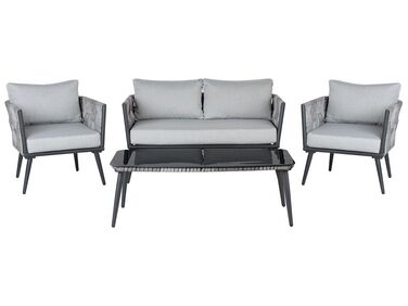 Garden Lounge Set with Table 4 Seater PREVEZA Grey PE Rattan