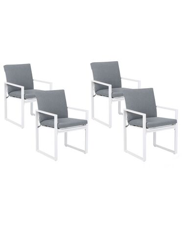 Set mit 4 Stühlen und Sitzkissen PANCOLE Stoff Grau