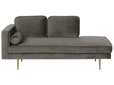 Linksseitige Chaiselongue MIRAMAS Samtstoff Taupe