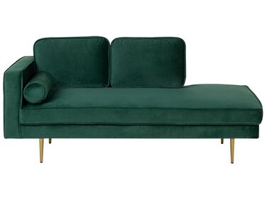 Linksseitige Chaiselongue MIRAMAS Samtstoff Smaragdgrün