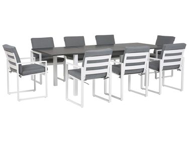 Garden Dining Set 8 Seater PANCOLE Grey Metal with Cushions