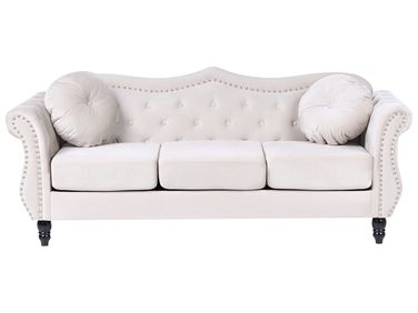 Sofa 3-Sitzer SKIEN Samtstoff Hellbeige