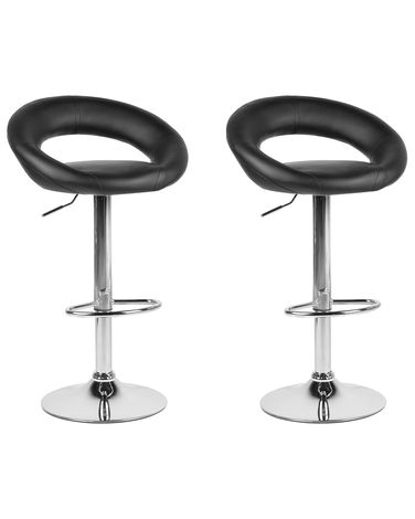 Set mit 2 Barstühlen PEORIA Kunstleder drehbar Schwarz