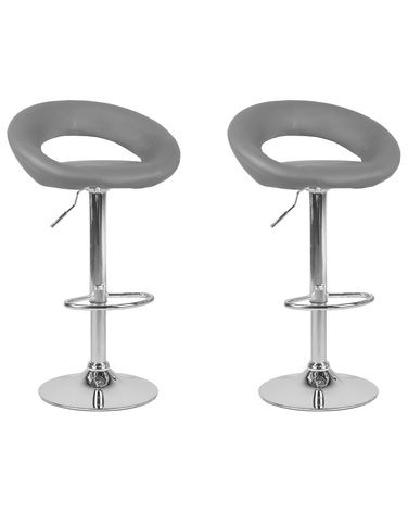 Set mit 2 Barstühlen PEORIA Kunstleder drehbar Grau