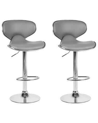 Set mit 2 Barstühlen CONWAY Kunstleder drehbar Grau