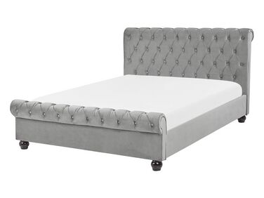 Bett mit Lattenrost Samtstoff AVALLON 140 x 200 cm Grau