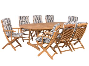 Garden Dining Set 8 Seater MAUI Multicolour Acacia Wood with Cushions