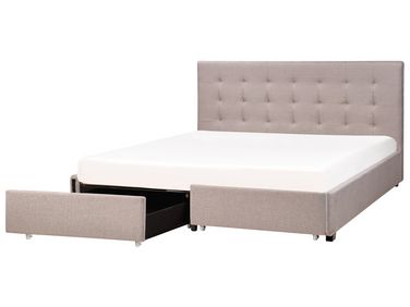 Bed with Storage Drawers LA ROCHELLE Fabric Light Grey 180 x 200 cm (EU Super King)