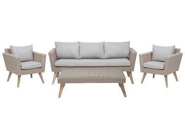 Garden Lounge Set with Table 5 Seater VITTORIA Grey PE Rattan