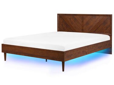 Bett mit LED MIALET 180 x 200 cm Dunkelbraun