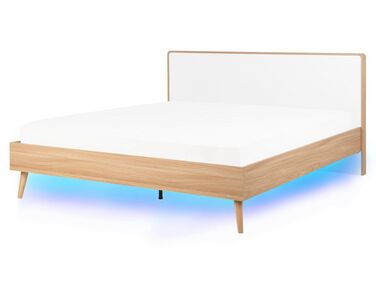 Bett mit LED SERRIS 160 x 200 cm Hellbraun