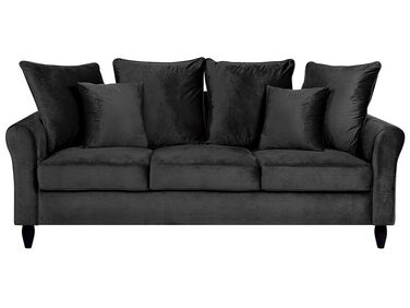Sofa 3-Sitzer BORNHOLM Samtstoff Schwarz
