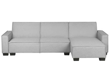 Eckschlafsofa 3-Sitzer ROMEDAL Stoff Hellgrau linksseitig